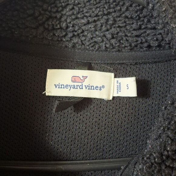 Vineyard Vines Men’s Sherpa Fleece Small Black Full Zip Pullover Jacket - Picture 3 of 8